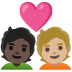 🧑🏿‍❤️‍🧑🏼 couple with heart: person, person, dark skin tone, medium-light skin tone display on Google